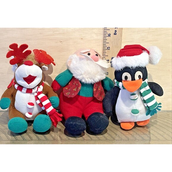 Stuffins SANTA CLAUS REindeer penguin rudolph christmas holiday 5" PLUSH 1990s - Picture 1 of 9